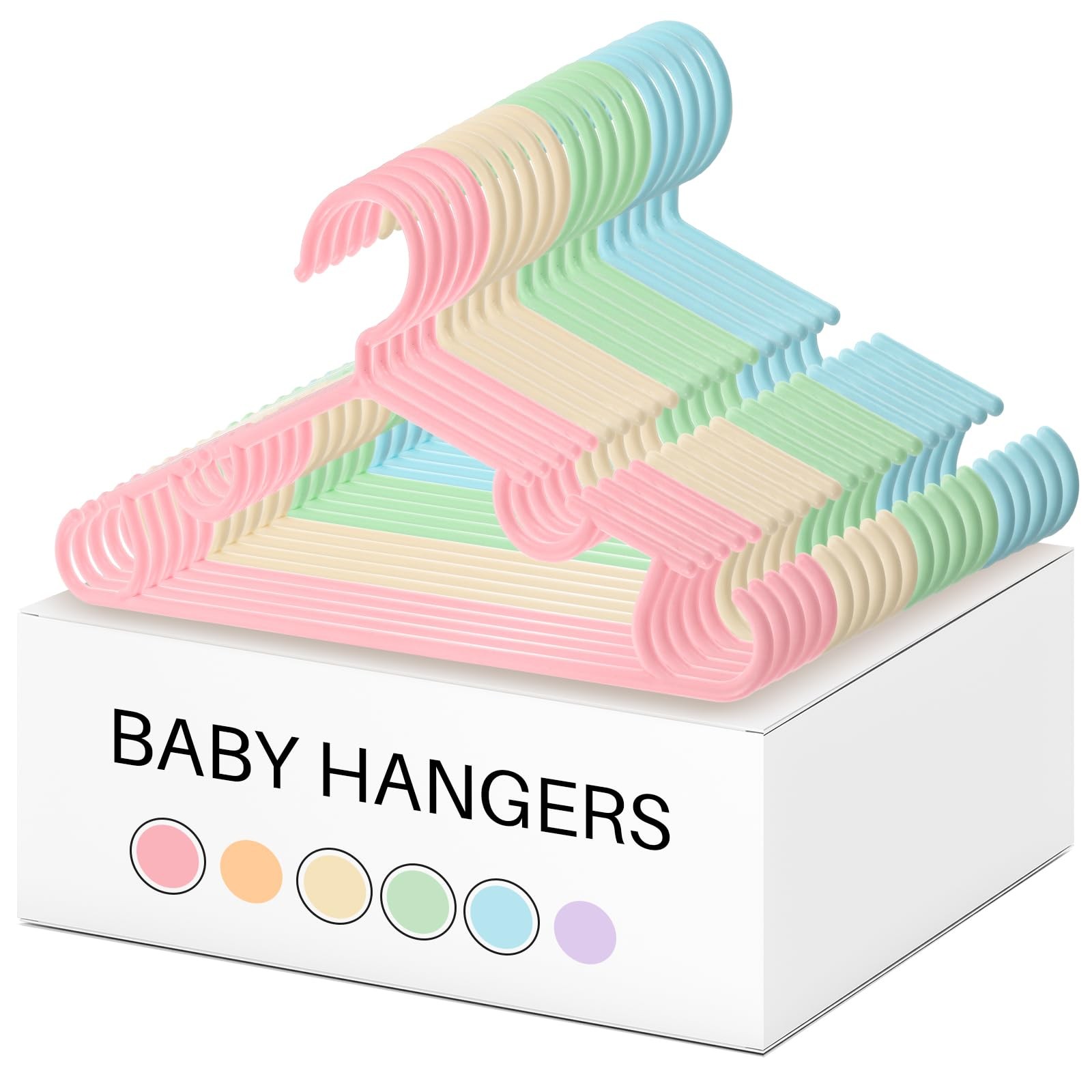 40 Pack Pastel Color Nursery Hangers Plastic Baby Hangers Heavy Duty Hanger f...