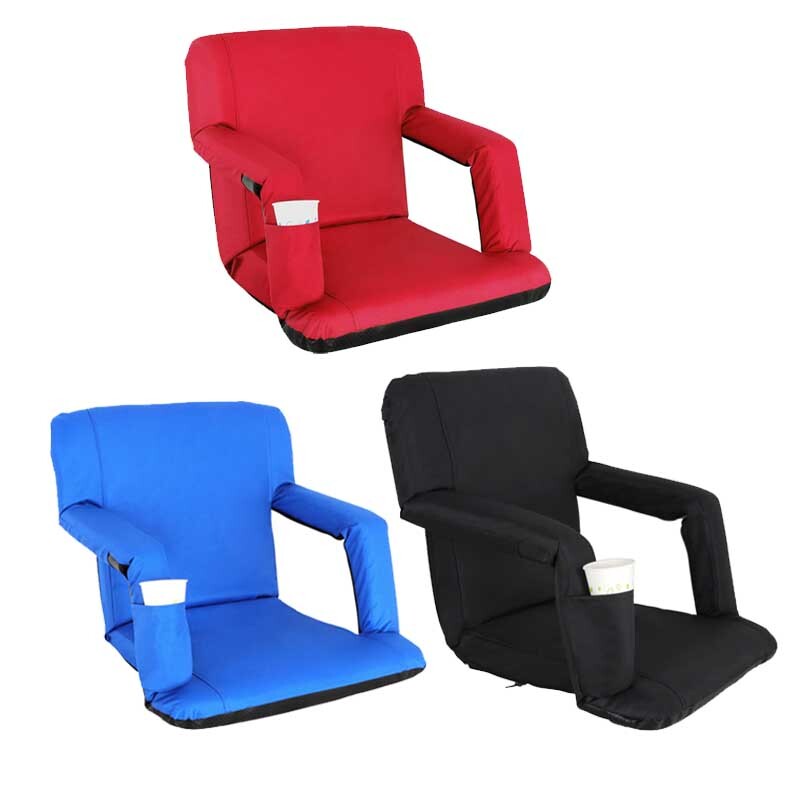 3 Colors Bleacher Chairs Stadium Seats Padded Cushion 5 Reclining Positions