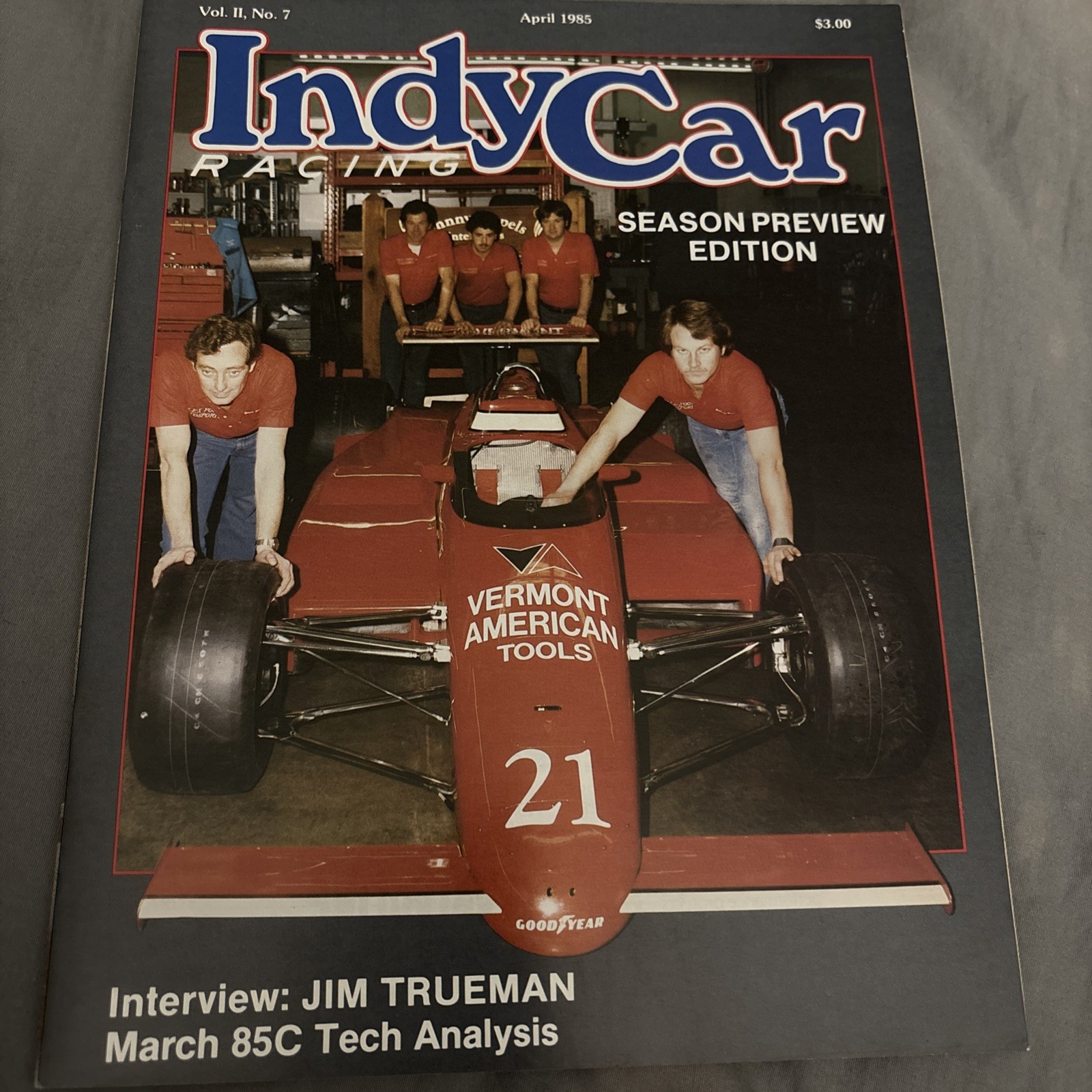 1985 April Indy Car Racing Magazine. Jim Truman  March 85c Tech Analysis