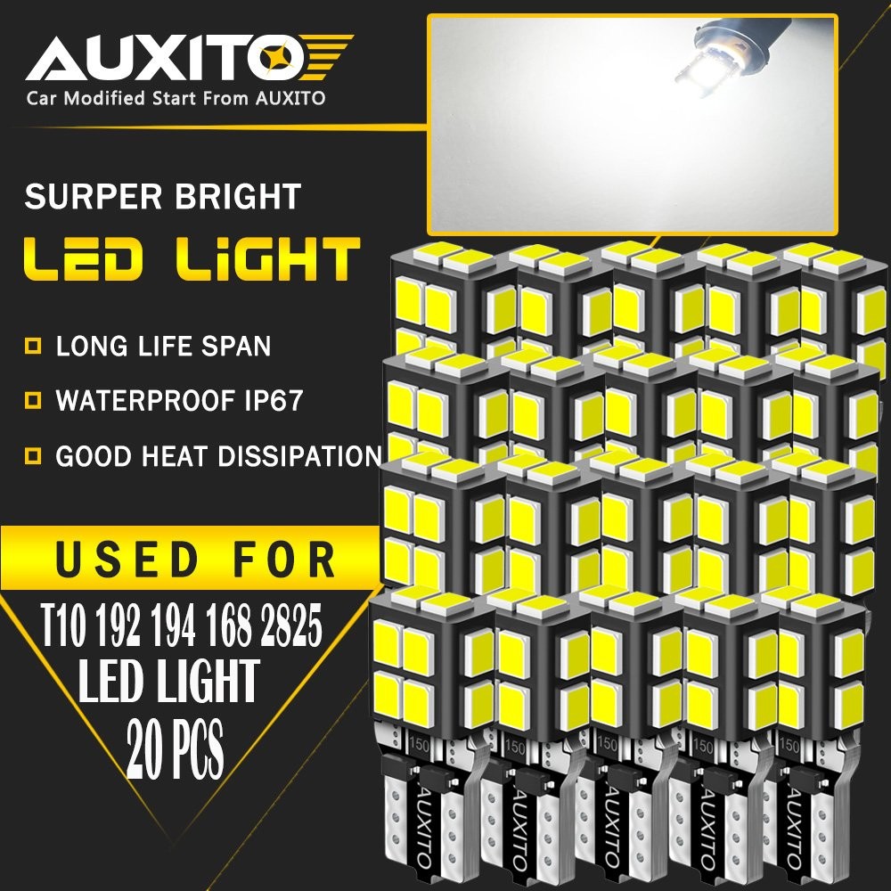20X T10 192 168 194 W5W 2825 158 14-SMD 2835 Super White 6500K LED Light Bulb EA