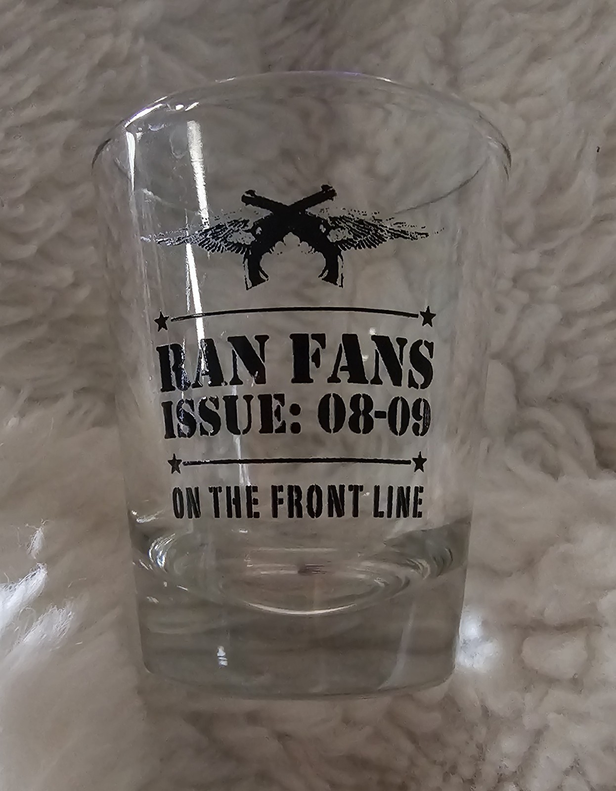 Shot Glass Ran-Fans 08-09 On The Front Line,no Chips Or Cracks. Collectible.