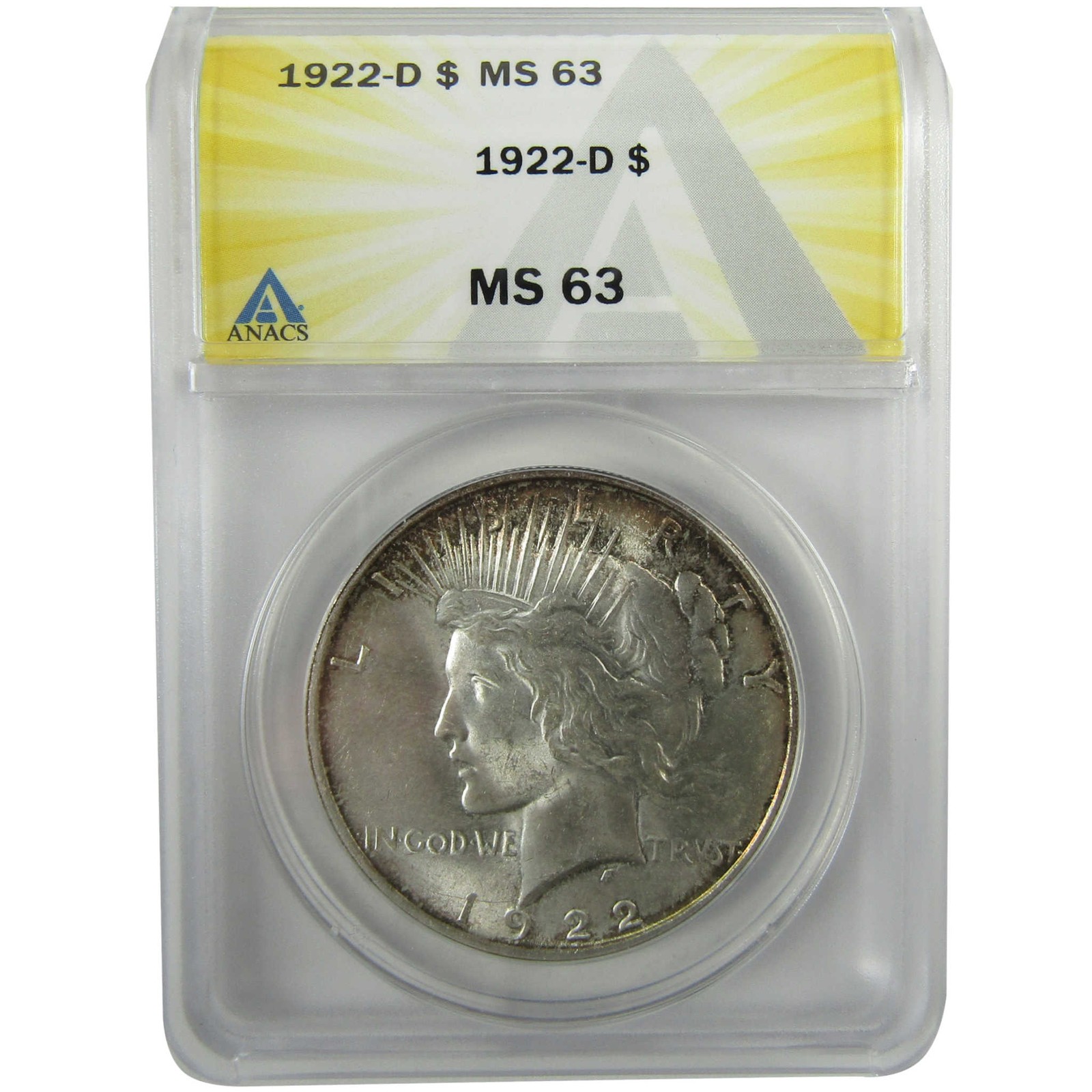 1922 D Peace Silver Dollar MS 63 ANACS Uncirculated $1 Coin SKU:I28008