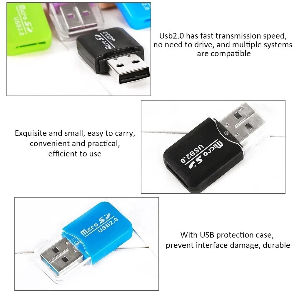 1PC Card reader Micro SD Card Reader Adapter USB 2.0 Micro SD SDHC TF T-Flash
