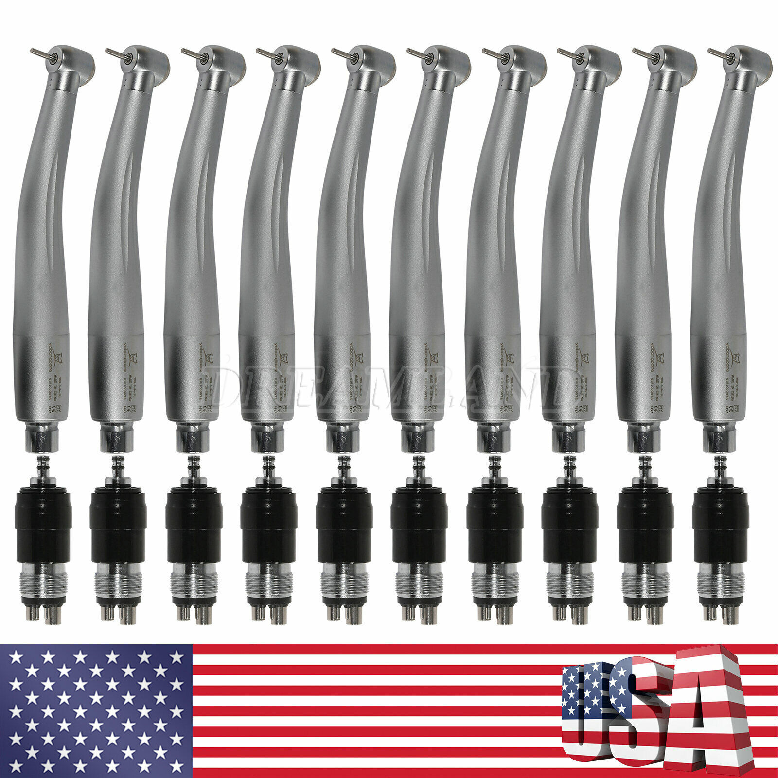 1-10*NSK Style Dental High Speed Push Handpiece + 4 HOLES Coupler Quick Coupling