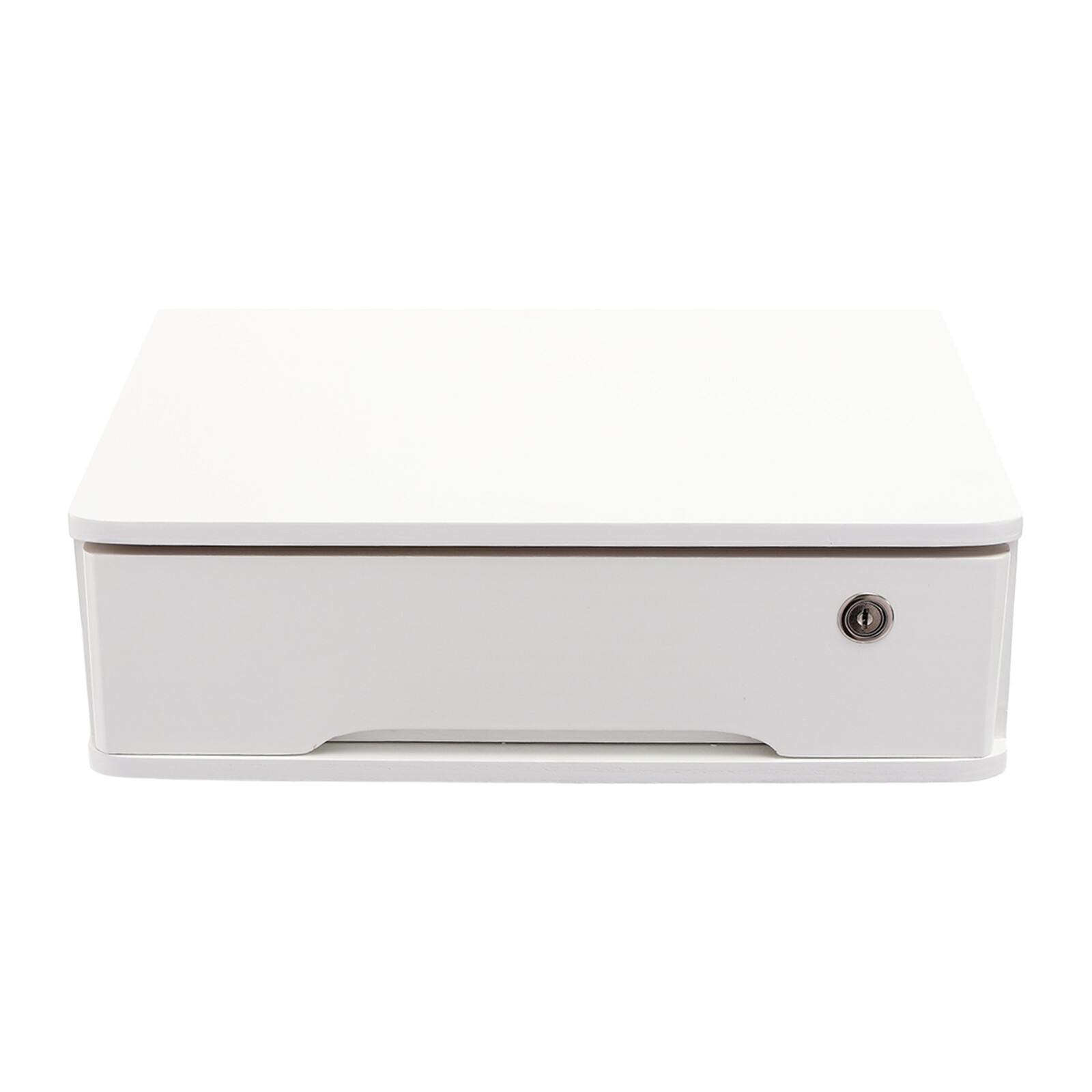 Desktop Storage Box with Lockable Drawer Office Supplies Drawer Organizer White