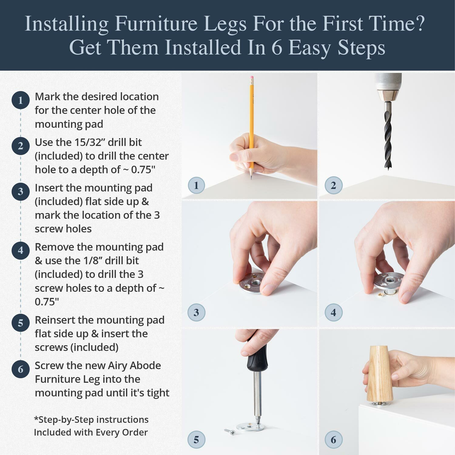 Furniture Legs Set of 4, Premium 4 inch Ash Wood Mid Century Replacement Feet