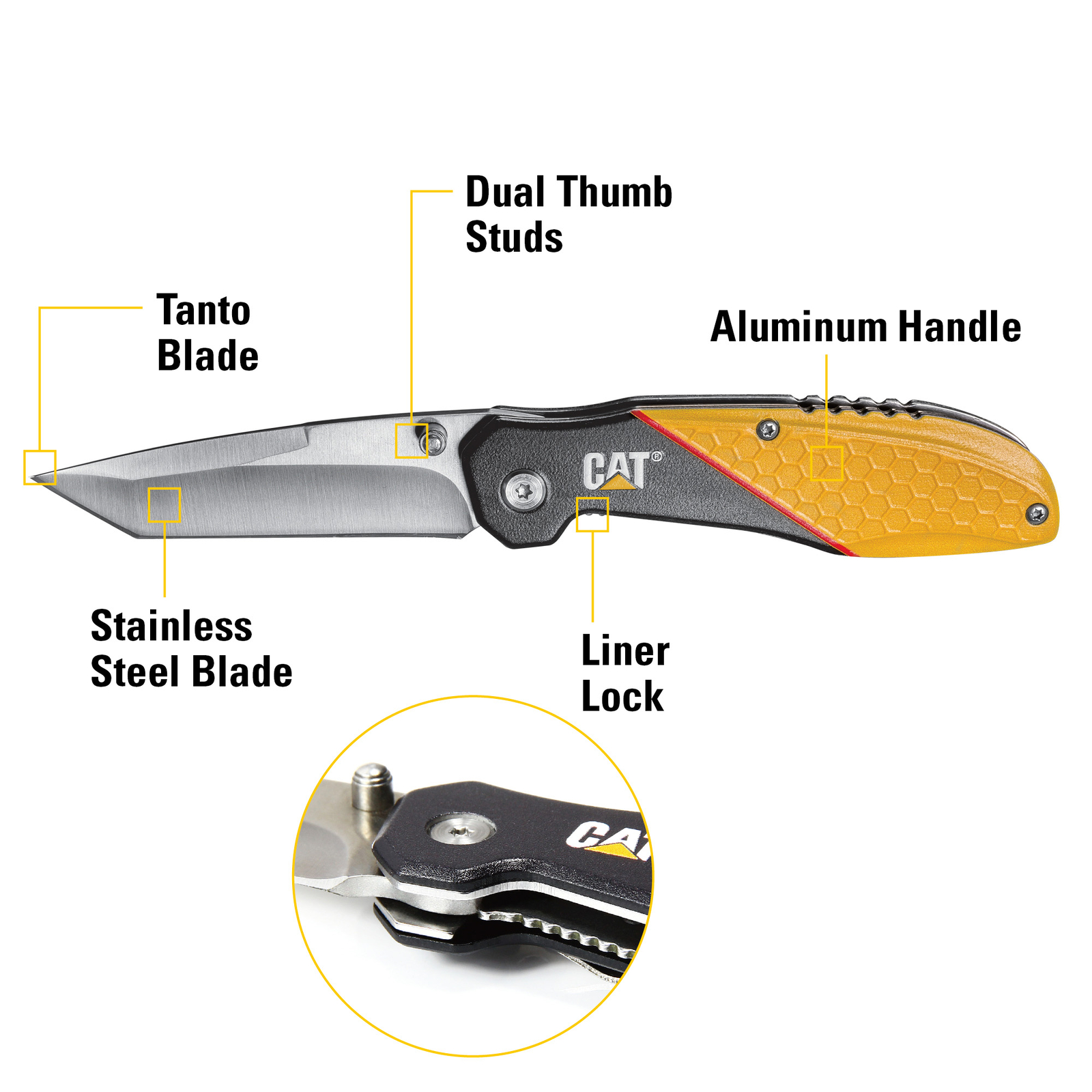 Cat 7 Inch Drop Point Folding Knife - 980047