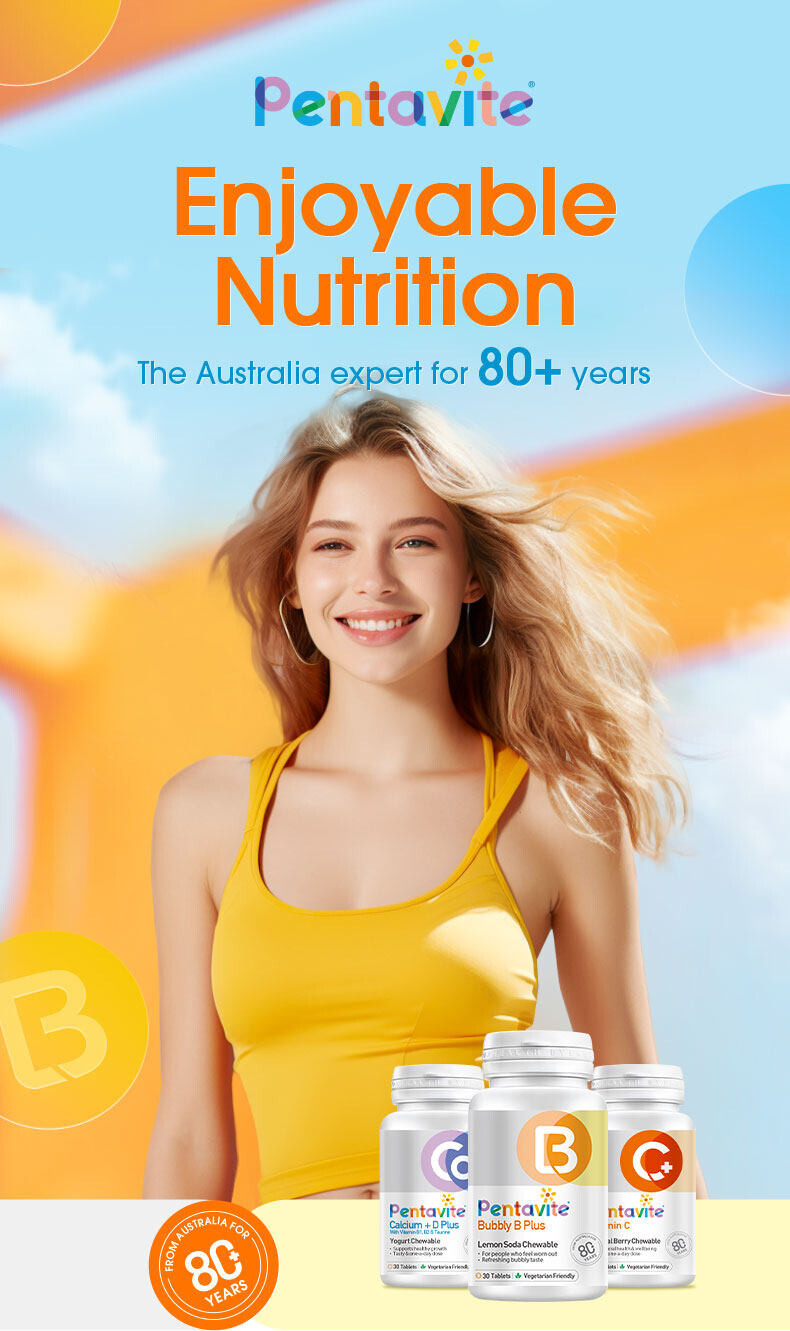 PENTAVITE Bubbly B Vitamins Plus Energy Lemon Soda Chewable for Adult x 3
