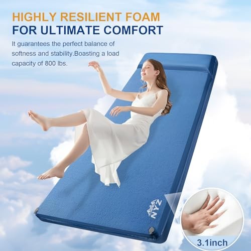 Self Inflating Sleeping Pad for Camping 3.1" Ultra-Thick Memory Foam Camping