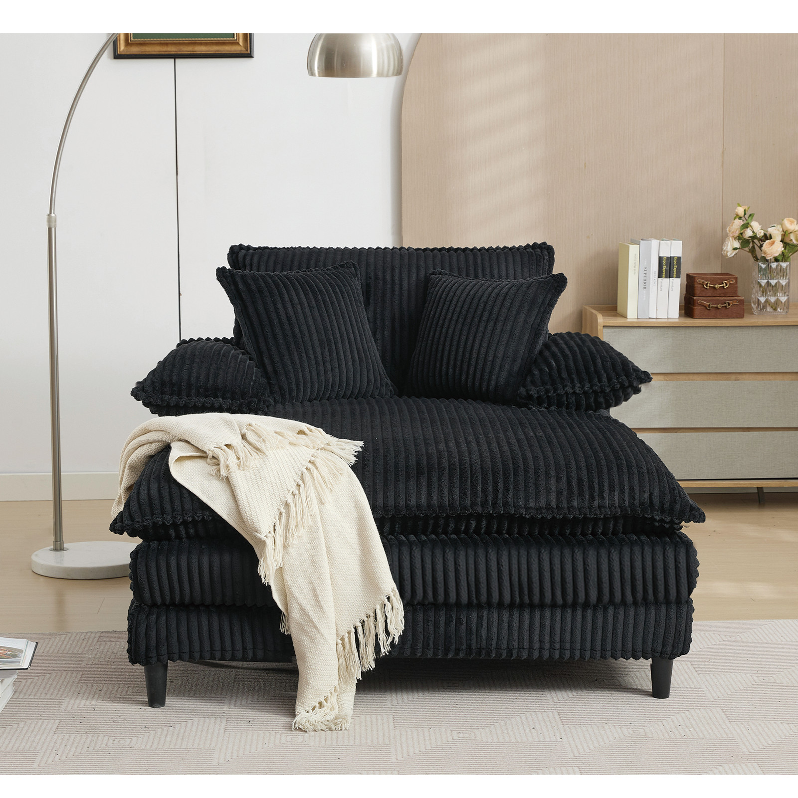 [NEW ARRIVED] [VIDEO PROVIDED] 54.75" W Oversized Chaise Lounge Chair,Fluffy c