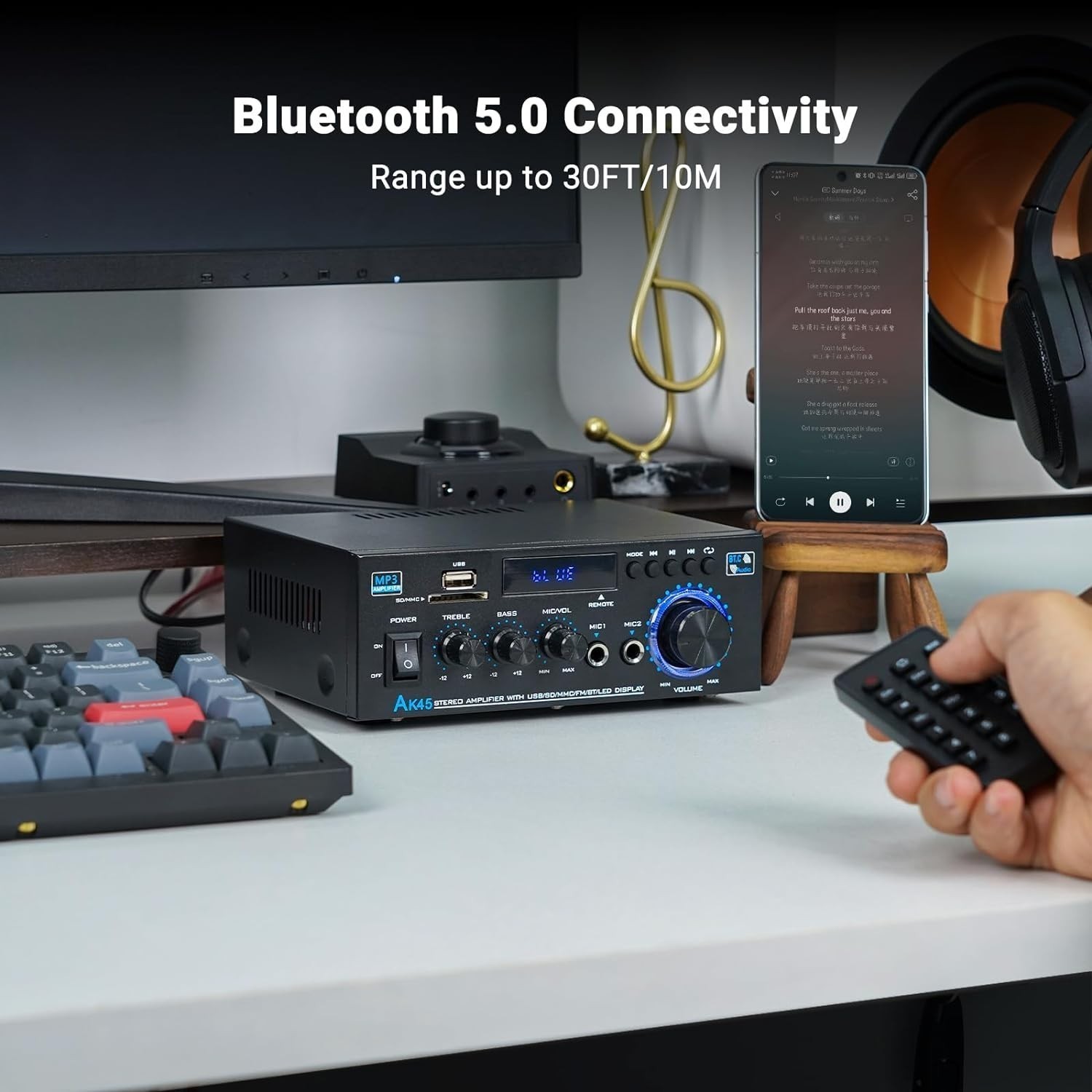 Stereo Receiver & Amplifier Home Audio Amp, AK45 Bluetooth Receiver for Home NEW
