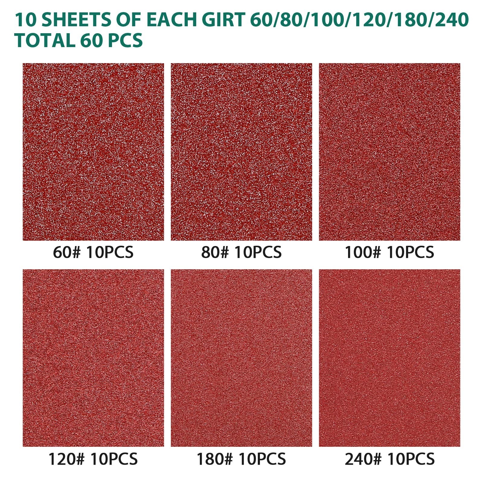60PCS Triangular Sander Sandpaper, HYCHIKA Detail Sander Sandpaper Assorted 6...