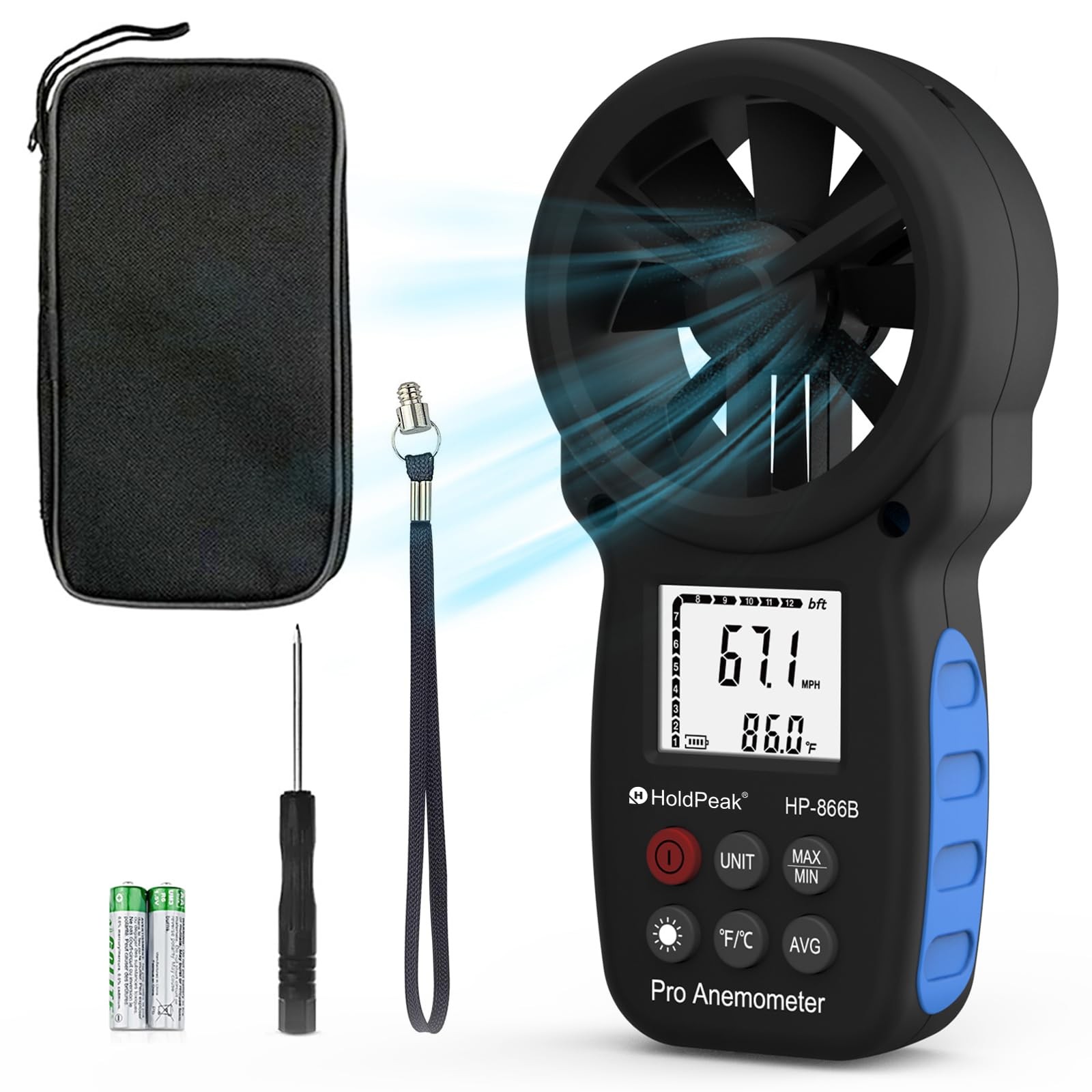 HOLDPEAK Digital Anemometer Handheld Wind Speed Meter for Measuring Wind,Durable