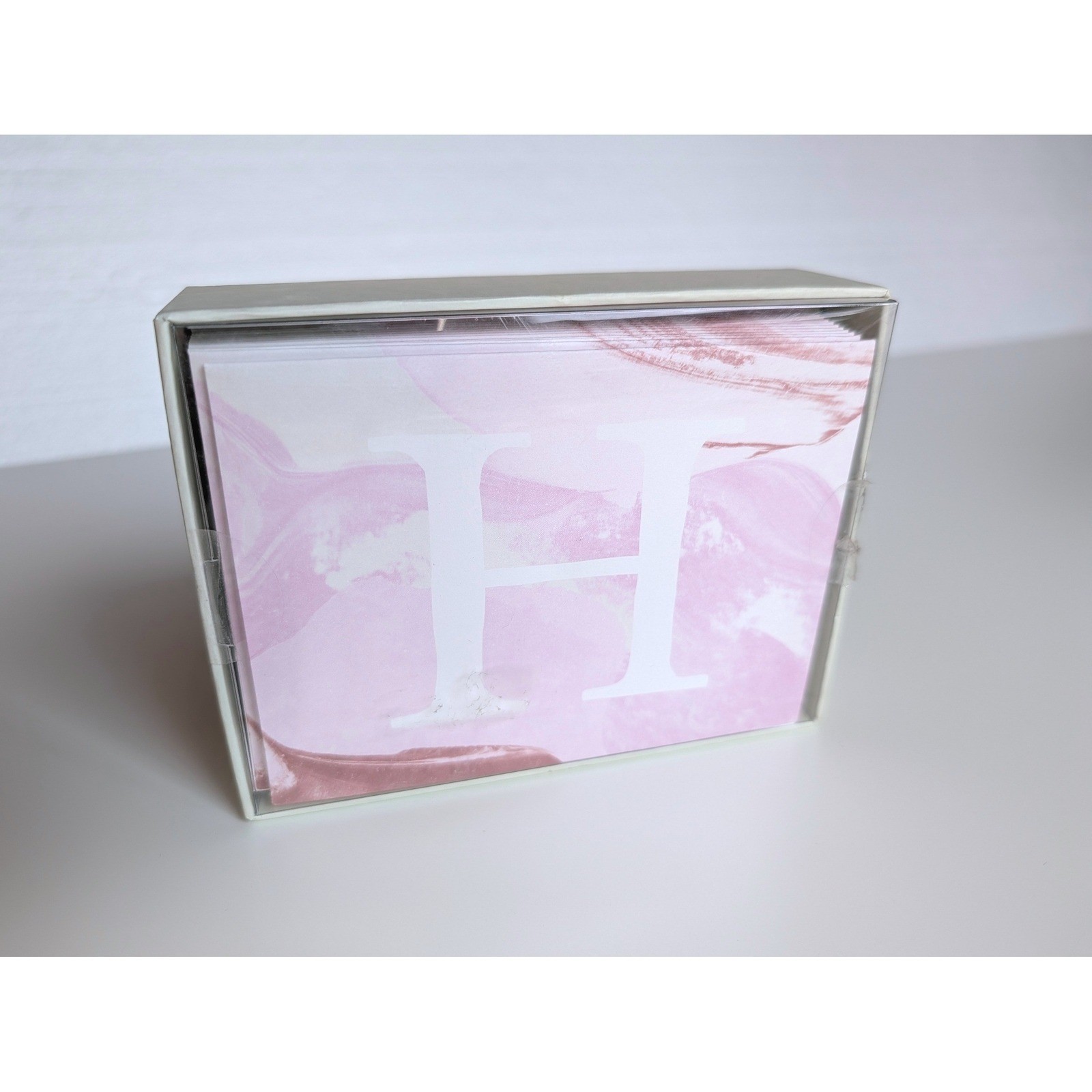 Anthropologie Monogram Letter H Pink Stationery Folded Note Cards with Envelopes
