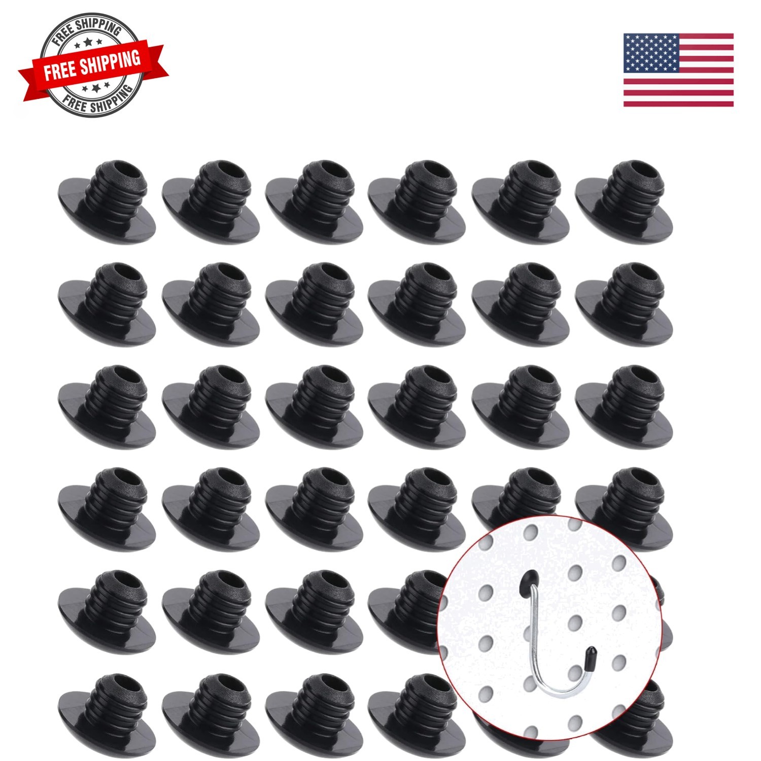 Pegboard Hook Locks, for Stopping Hooks from Falling Off, 60PCS, Black