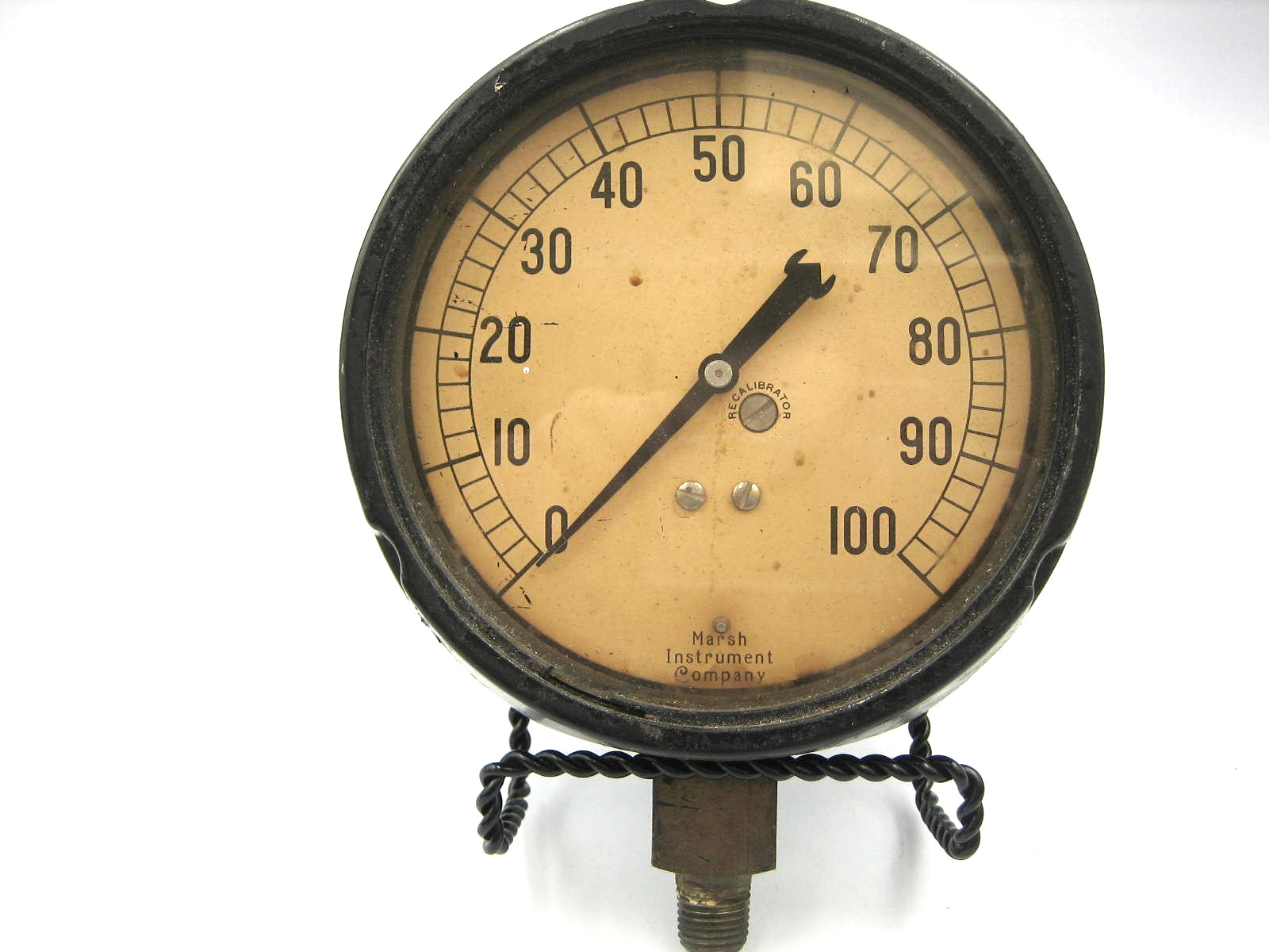 Vintage Marsh Instrument Company Steam Gauge with Great Natural Patina