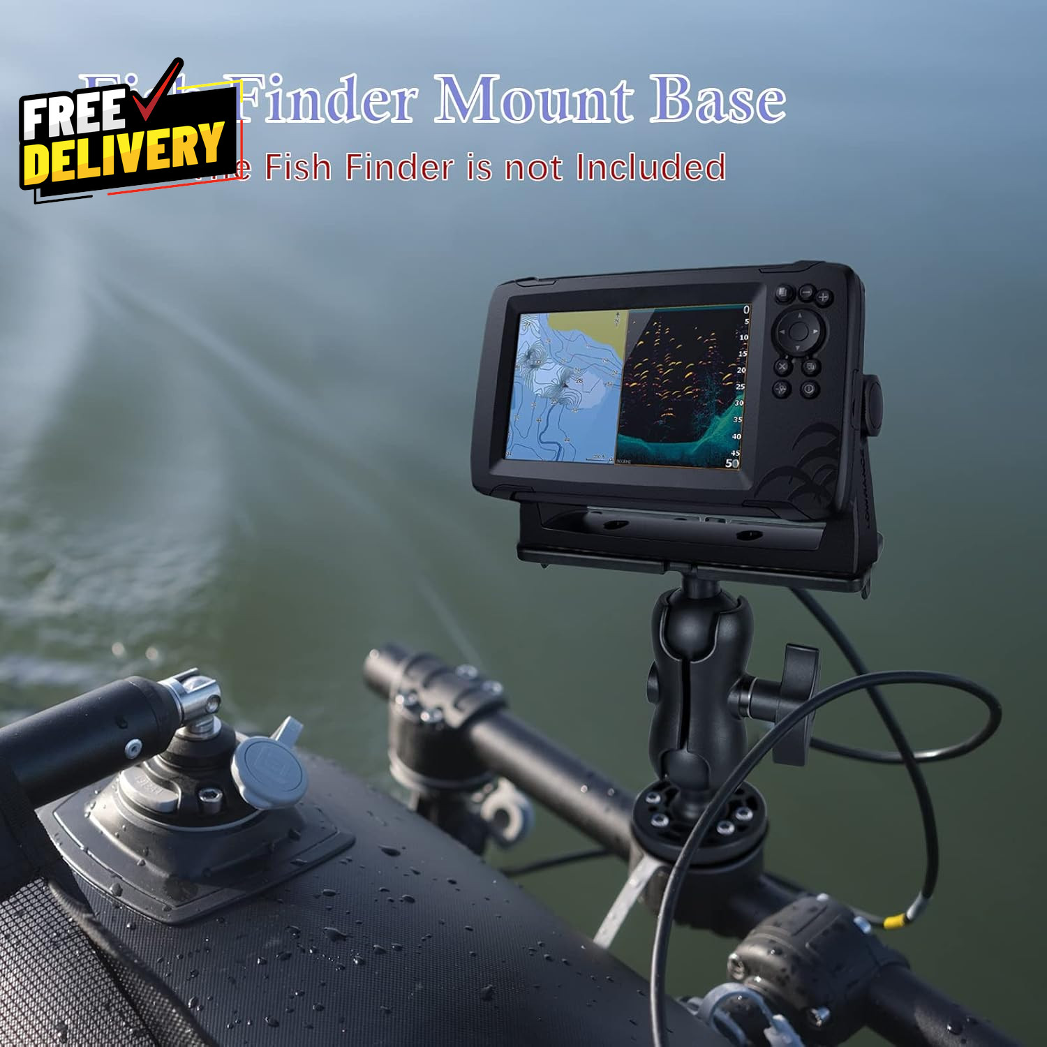 Fish Finder Mount Base Universal 360° Rotation Ball-Mount Fish Finder Bracket...