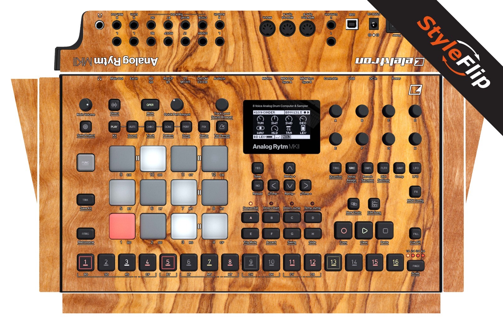 Elektron Analog Rytm MK2 Skins | Wood 6 | Protective Decal | StyleFlip Skins