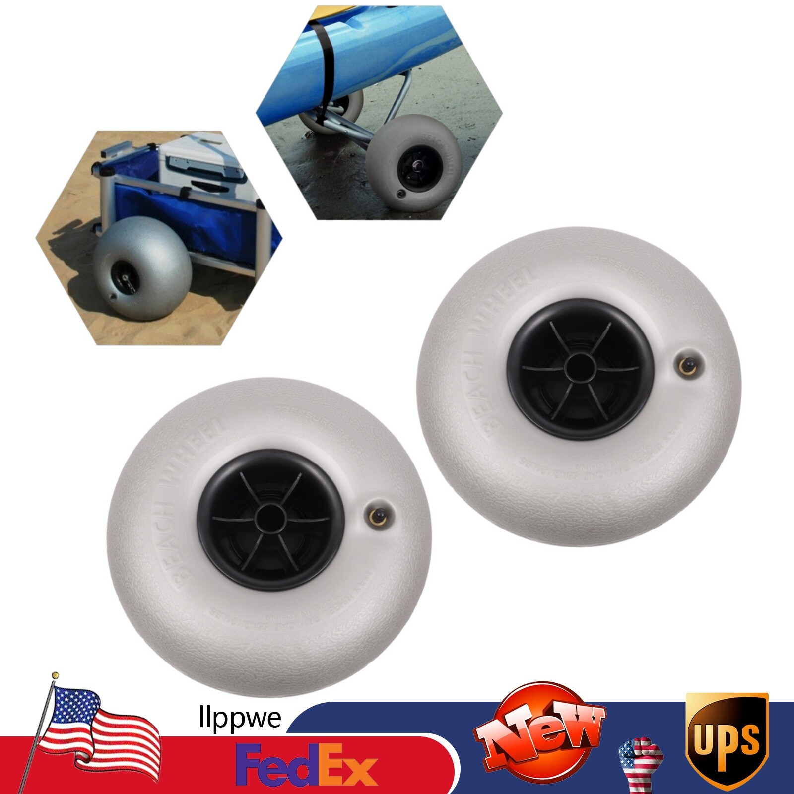 2Pcs Balloon Wheels 10" Replacement Big Beach Sand Tires for Kayak Dolly Canoe !