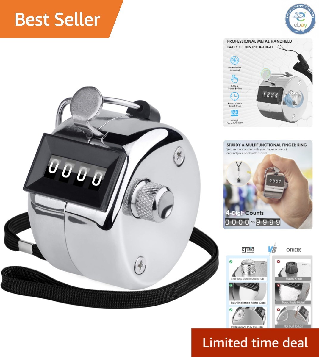 Lightweight Mechanical Clicker with 4-Digit Display for Versatile Counting