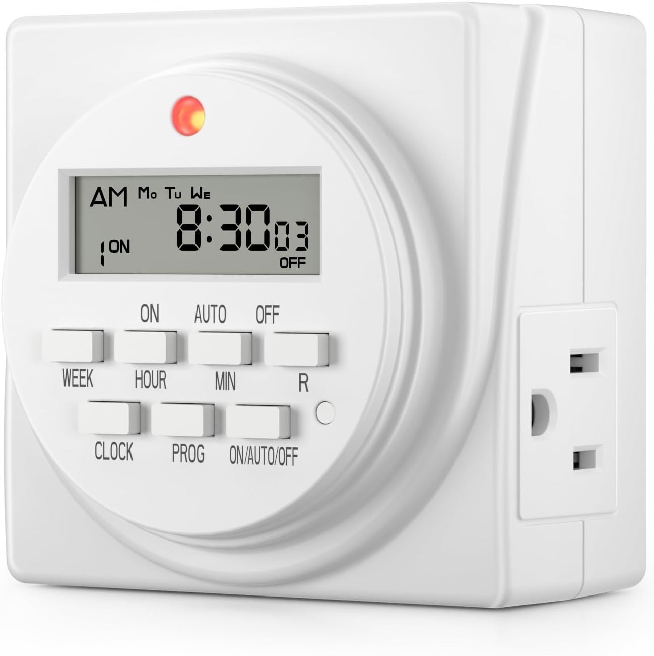 7 Day Heavy Duty Digital Programmable Timer, 120V, 60Hz, Dual Outlet, Indoor,...