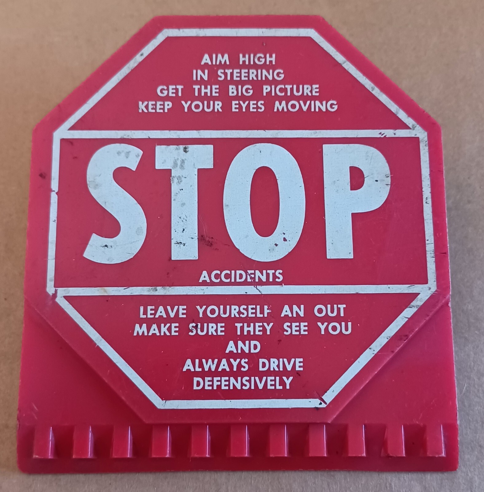 Vintage Stop Sign Shaped Ice Scraper with Clip on Back - Stop Accidents