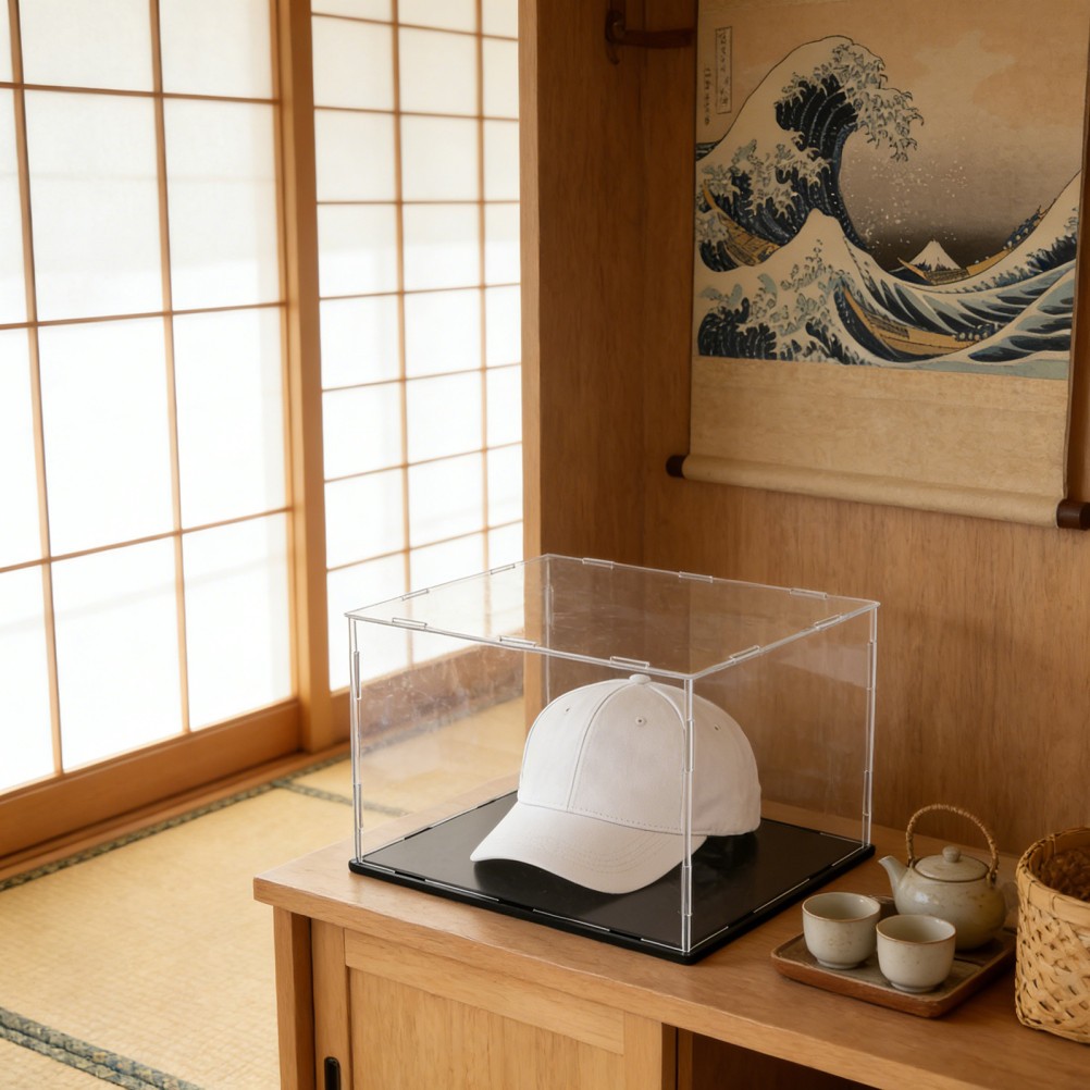 Transparent Hat Display Box Holder Merchandise Acrylic Stand