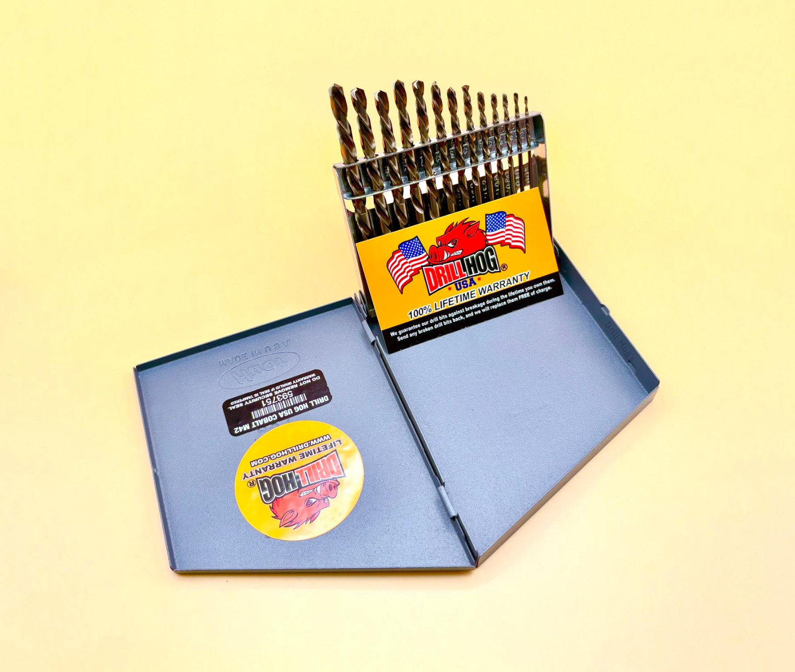 13 Pc Cobalt Left Hand Drill Bit Set Cobalt Bits Drill Hog® Lifetime Warranty