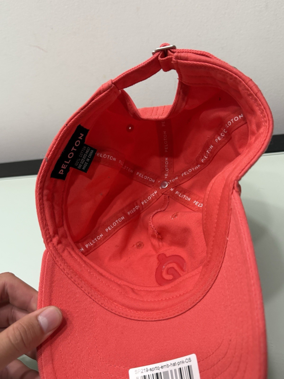 PELOTON Adjustable Strapback Hat Cap Embossed Logo CORAL