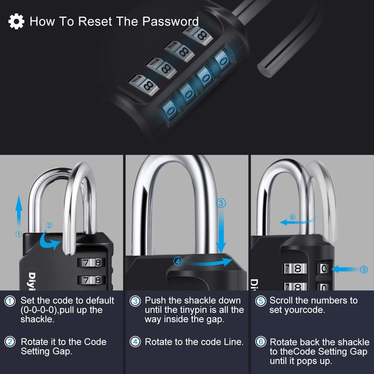 Combination Padlock, 4 Digit Locker Lock Weatherproof Lock Outdoor Combination