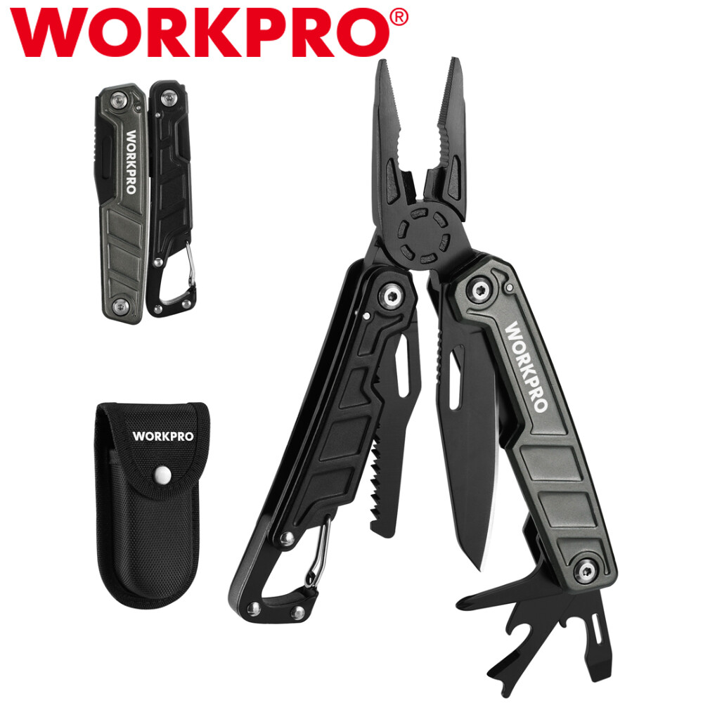 WORKPRO Multitool-11 in 1 Multitool Pliers Folding EDC Multi Knife w/Pocket Clip