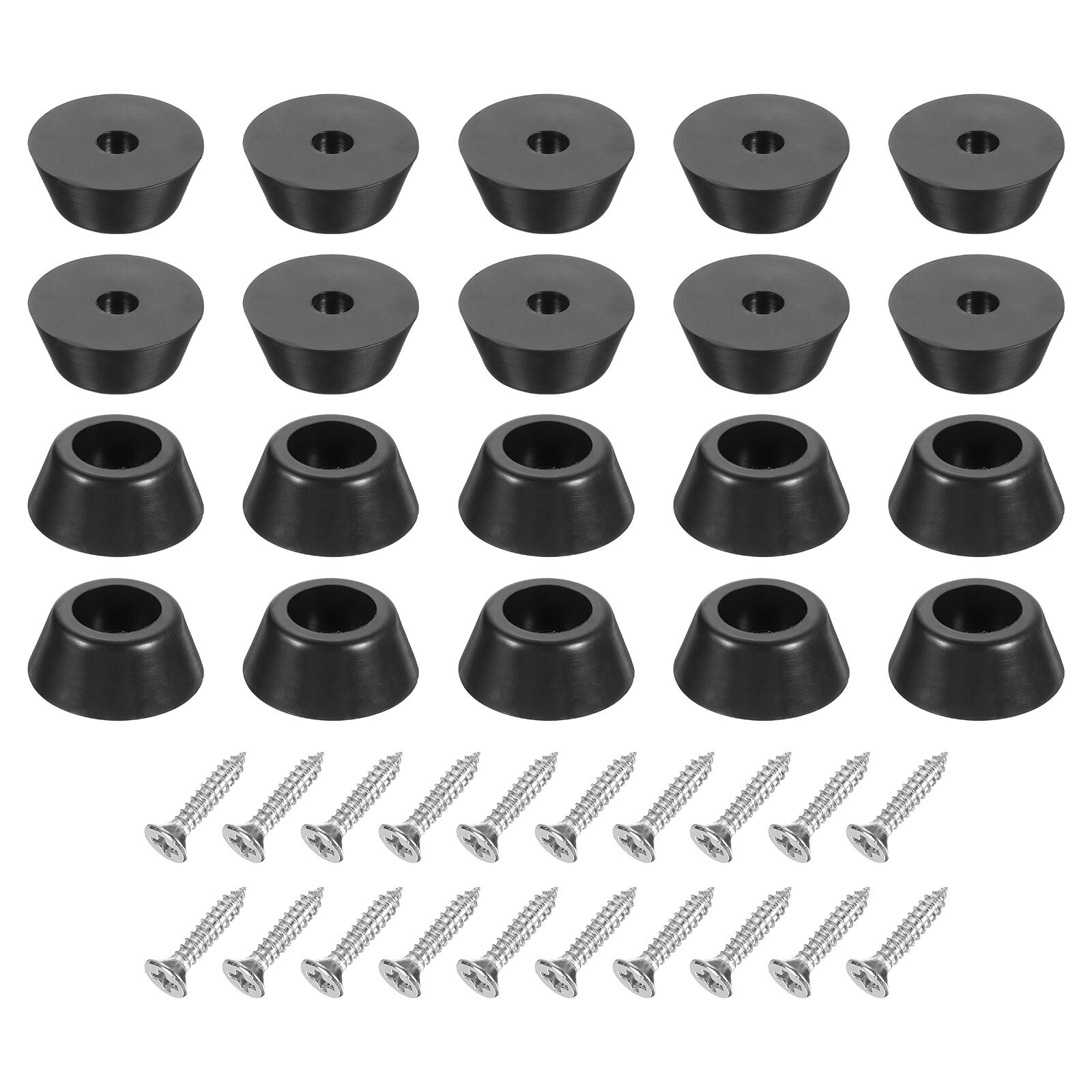 20 Pcs 1.1x0.47 Inch Round Rubber Furniture Feet with Screws,  Black