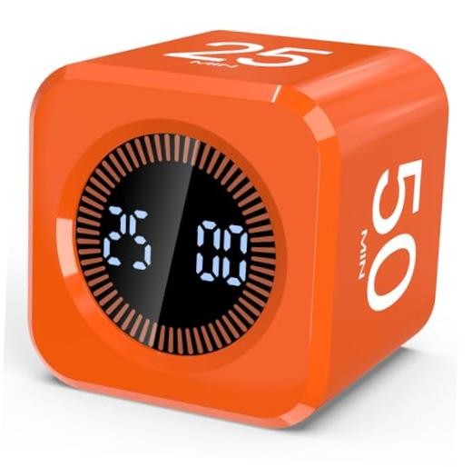 Digital Pomodoro Timer Cube 5/10/25/50min Preset, Silent & Sound Alarm |