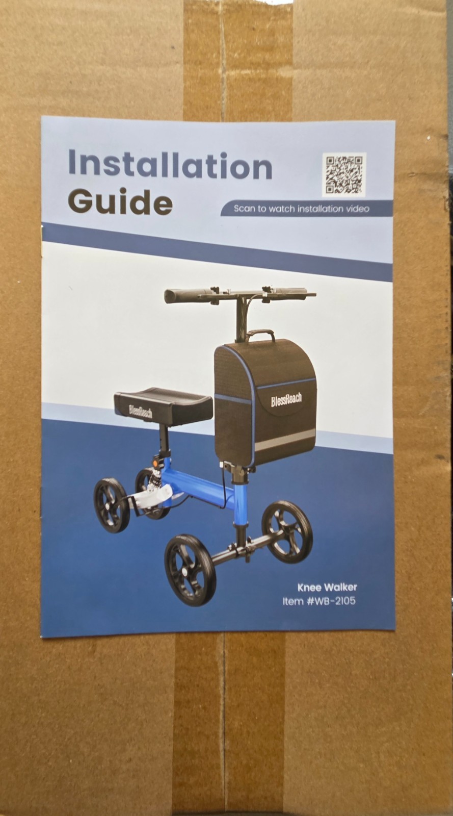 BlessReach WB-2105 Deluxe Knee Scooter Steerable Medical Walker Blue Adult