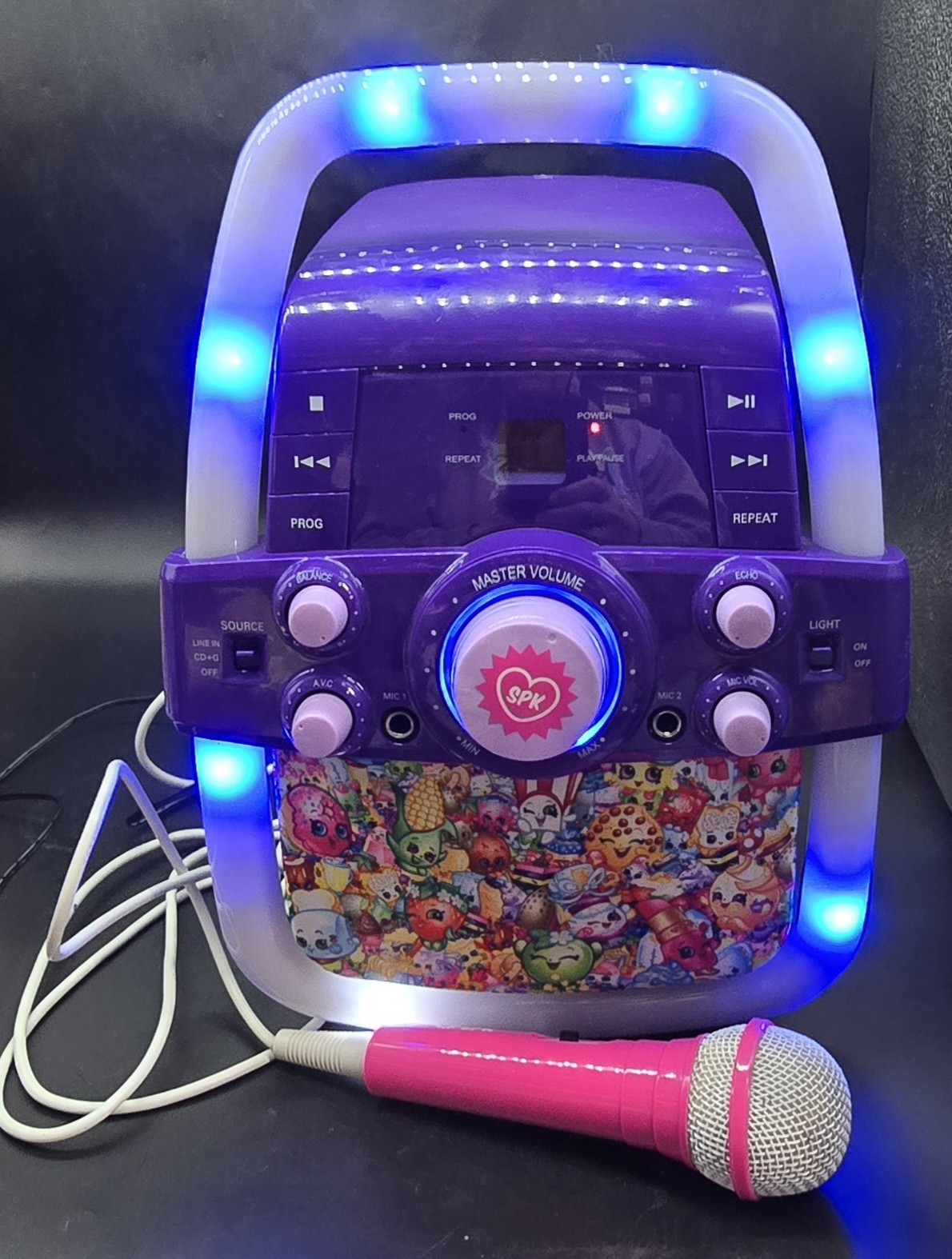 Shopkins Flashing Lights Karaoke CD  Machine K02-03033-HOL16-WM With microphone