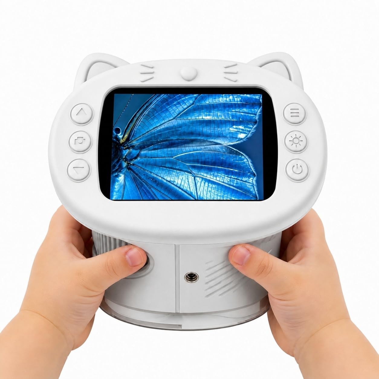Kids Microscope 1000x Digital Handheld 2.4 in IPS Screen Miniscope STEM White