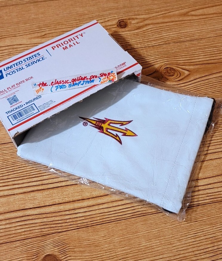 ASU Arizona State U. Valuables Leather Bag "RED DEVILS" Draw String Bag 10"x7.5"
