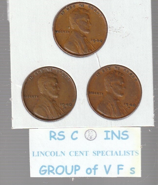 1941 1941D 1941S/1942 1942D 1942S/1943 1943D 1943S~ LINCOLN CENTS  V F CONDITION