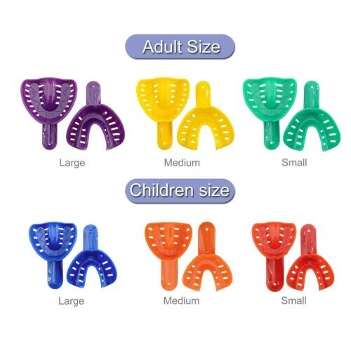 12 Pcs Plastic Autoclavable Dental Impression Trays Sizes L/M/S Adult Child U/L