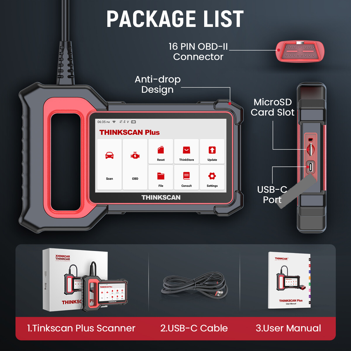 ThinkScan Plus S7 Full OBD2 Scanner Engine, TCM, BCM, AC & IC Auto Diagnostics