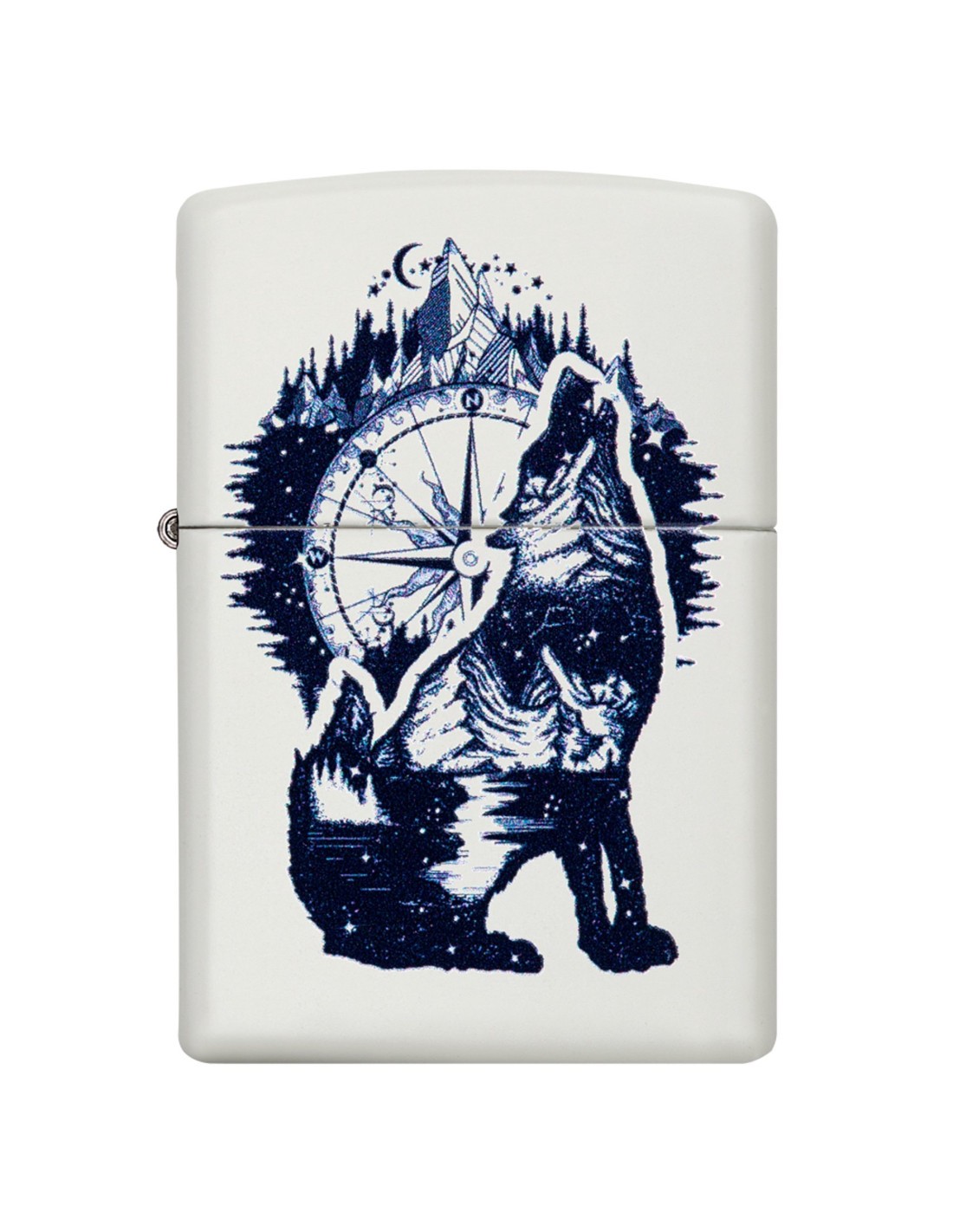 Genuine ZIPPO Lighter HOWLING WOLF COMPASS WILDERNESS BNIB