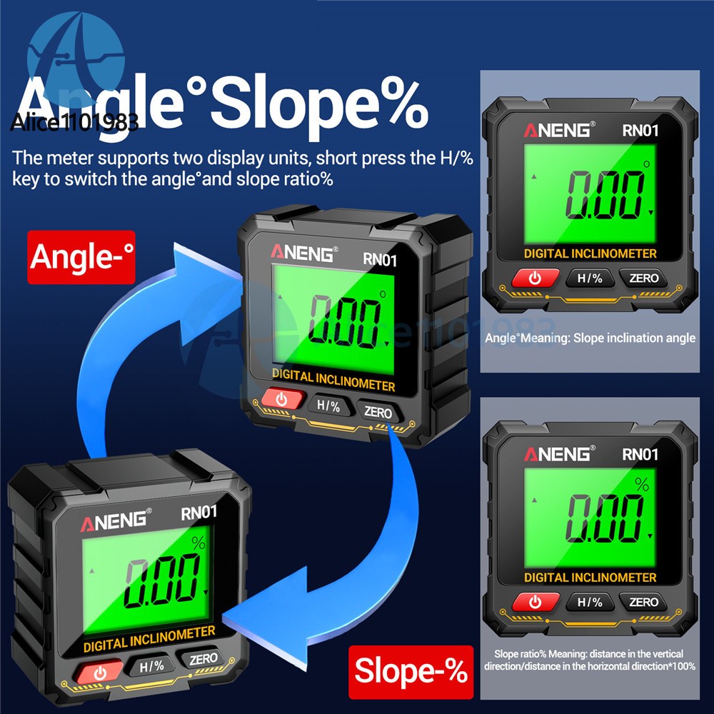 ANENG Magnetic Digital Level Box LCD Angle Finder Protractor Inclinometer Gauge