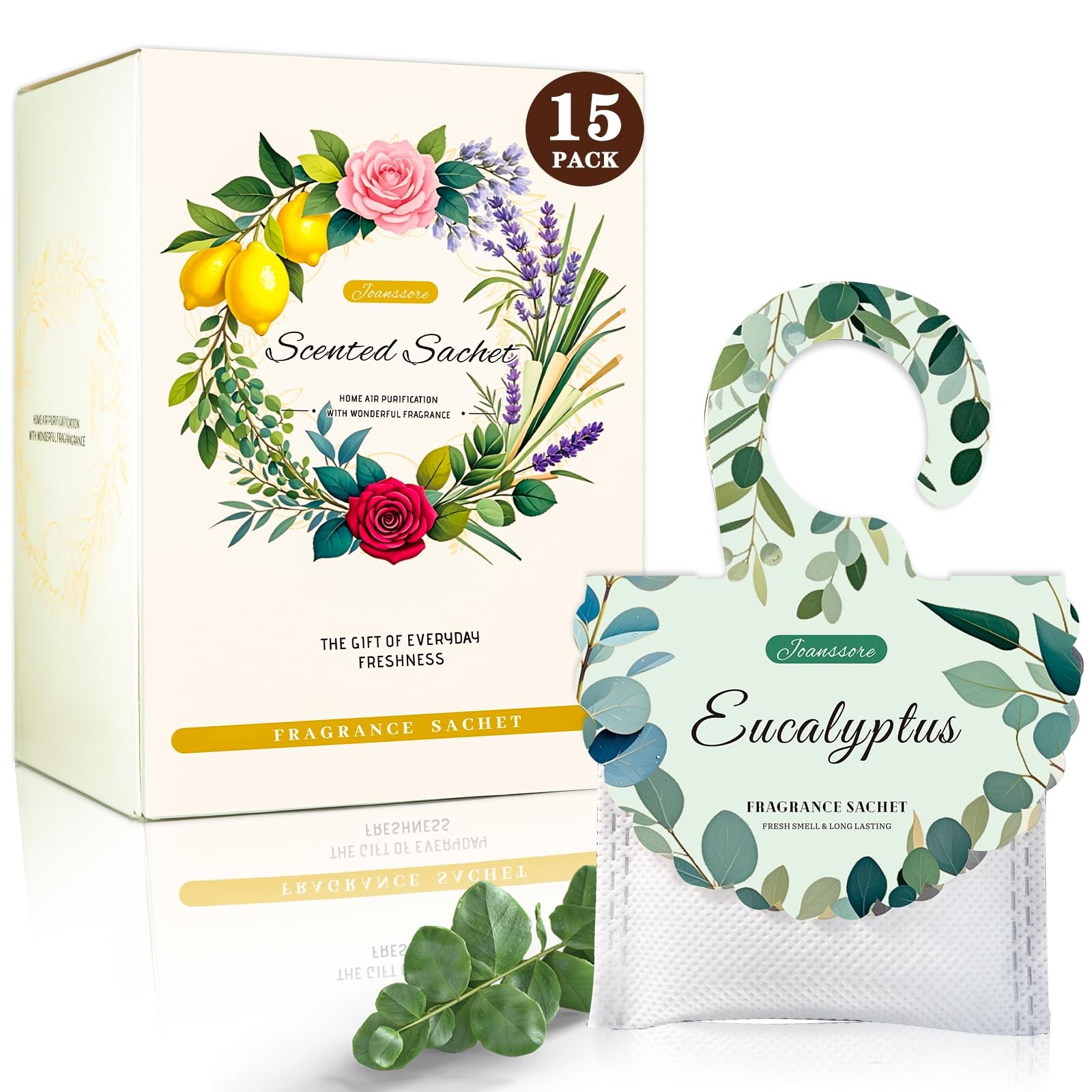 15 Packs Eucalyptus Scented Sachets Bag for Drawers and Closets,