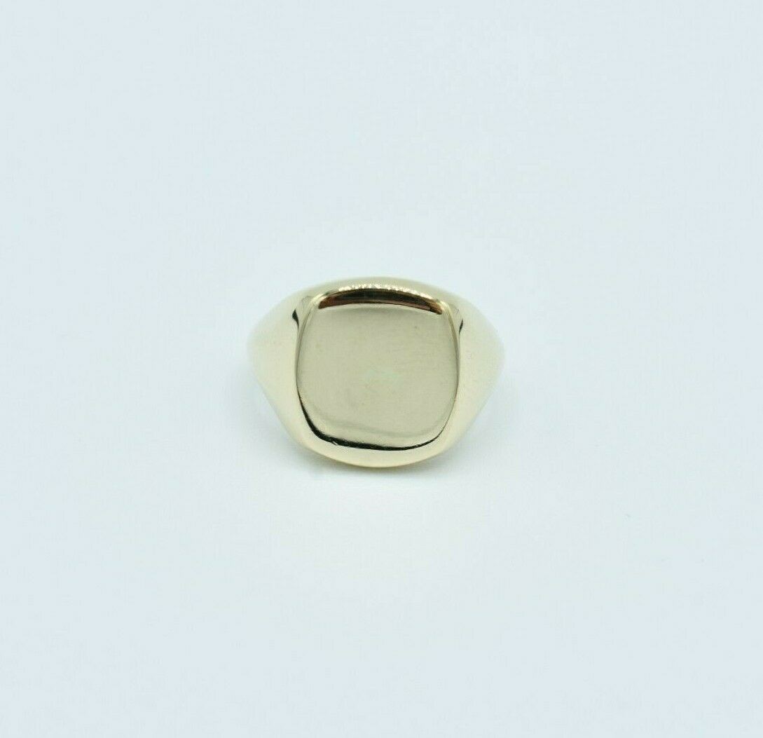 Large Shiny Signet Ring Real Solid 10K Yellow Gold All Sizes