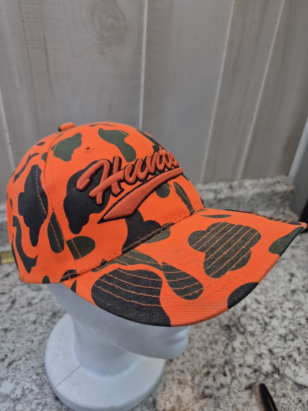 City Hunter Blaze Orange Camo Hunter Embroidered Baseball Cap Hat Hunting