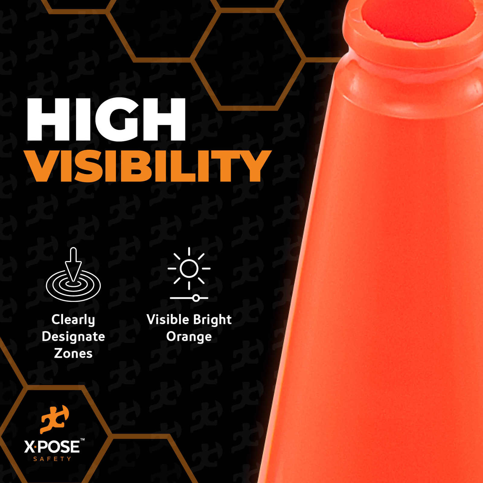 48 Orange Traffic Cones 18 Inch , Multipurpose PVC Plastic Safety Cone