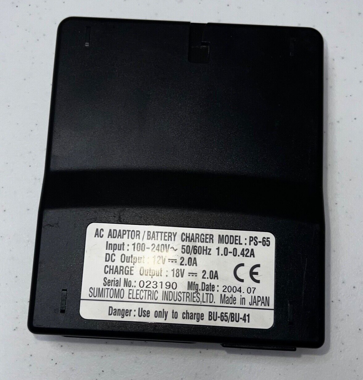 Sumitomo PS-65 AC Adapter & Battery Charger for Sumitomo Type-65