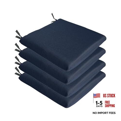 18.5x18.5 Inch Patio Chair Cushion 4 18.5"x18.5"x2.7" 4pcs -No Piping Midnight
