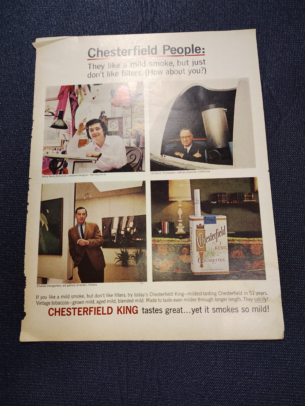 1964 Chesterfield King Cigarettes Print Ad Tobacco Chesterfield People