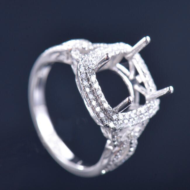 Custom Natural Diamond Promise Women Ring Setting 14K White Gold Cushion 9×9MM